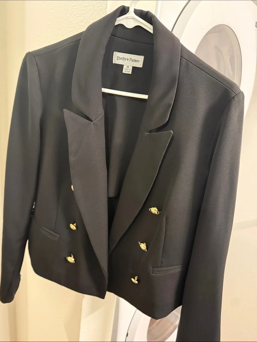Shelby & Palmer Black Double-Breasted Blazer with Gold Buttons